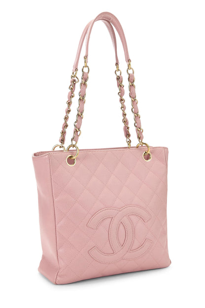 Chanel, Pre-Loved Pink Quilted Caviar Petite Shopping Tote (PST), Pink