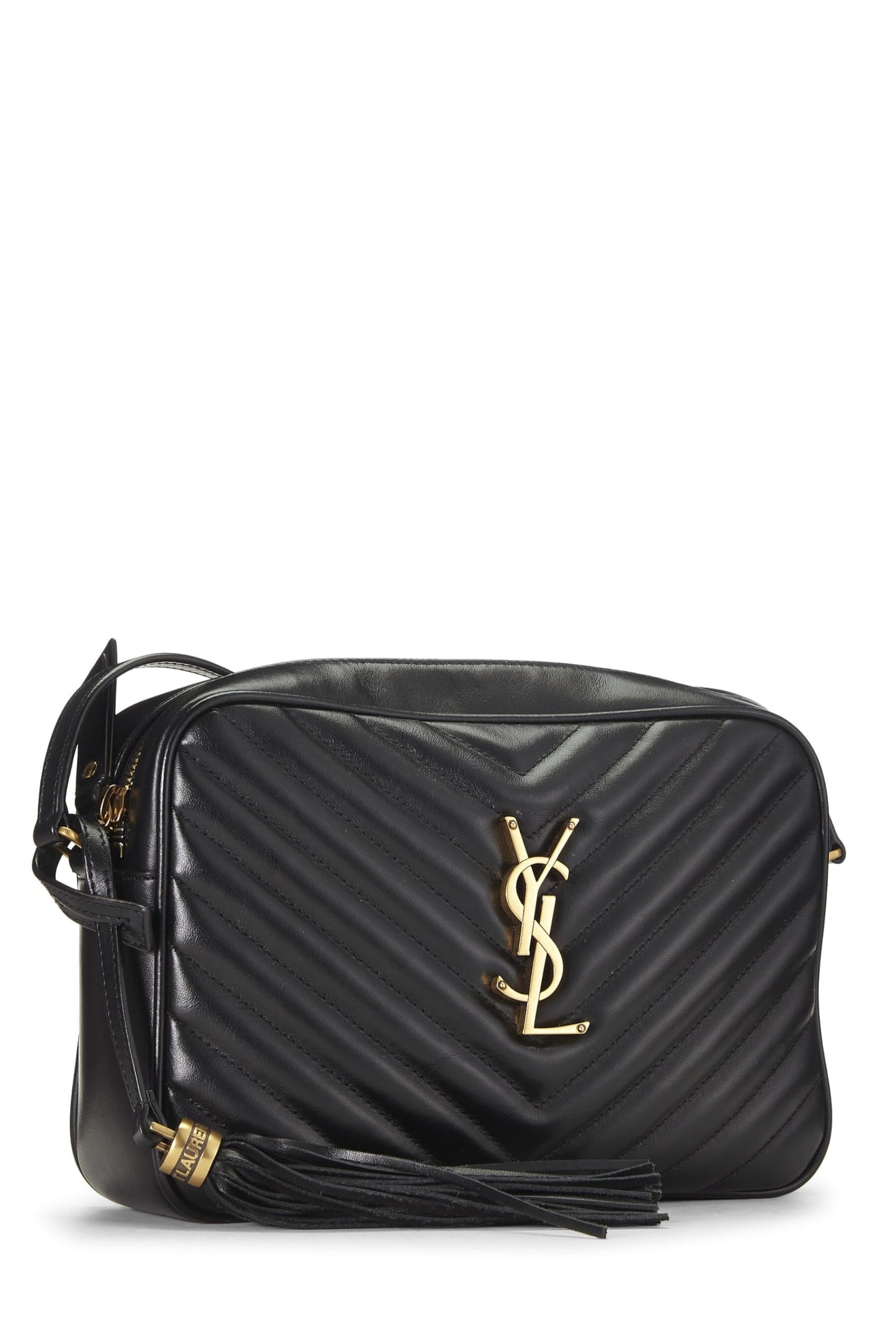 Yves Saint Laurent, Bolso para cámara Lou de piel de becerro acolchado negro Pre-Loved, Negro