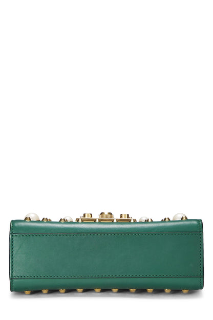 Gucci, Pre-Loved Green Leather Studded Padlock Shoulder Bag Small, Green