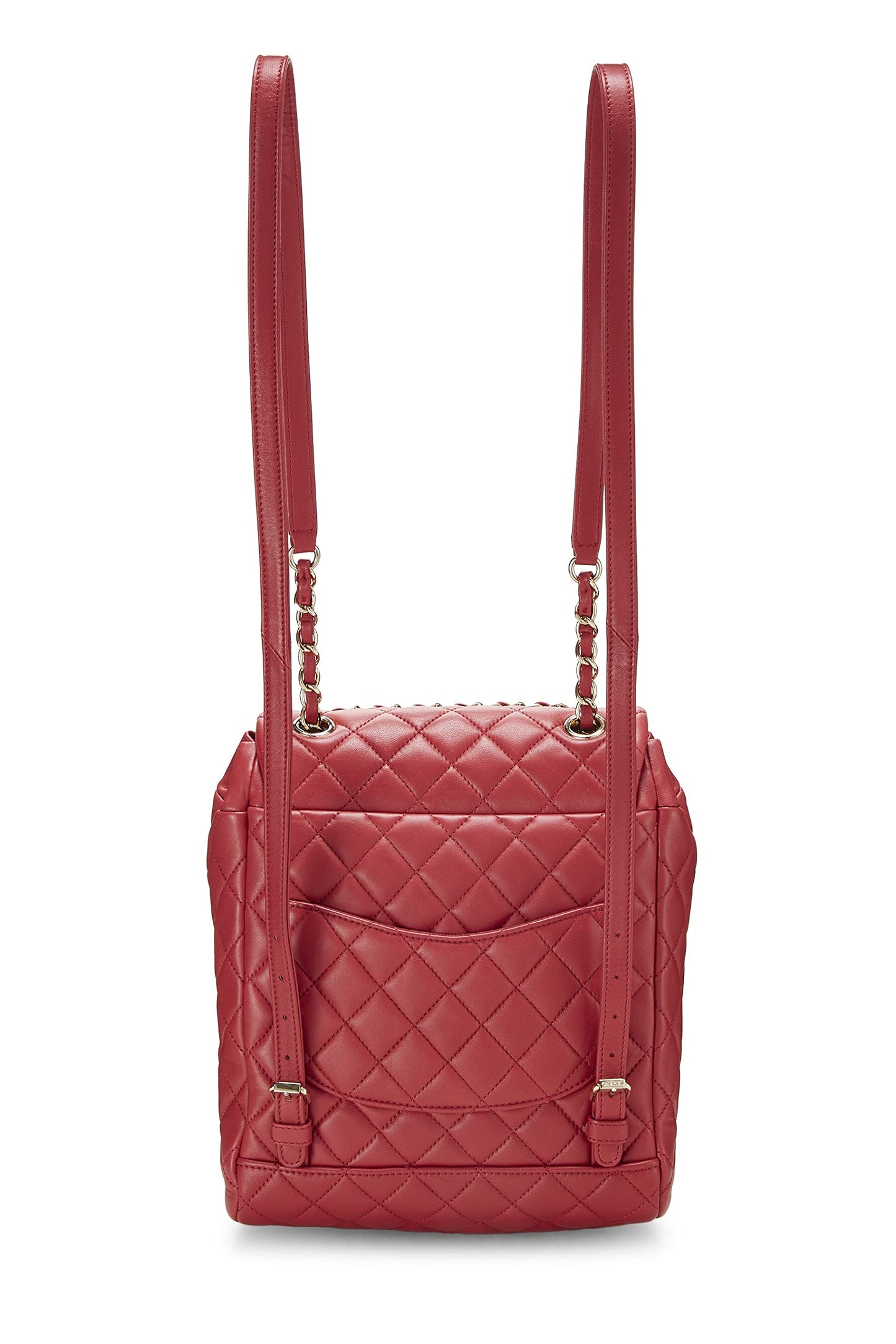 Chanel, sac à dos Urban Spirit en cuir d'agneau matelassé rouge d'occasion, petit, rouge