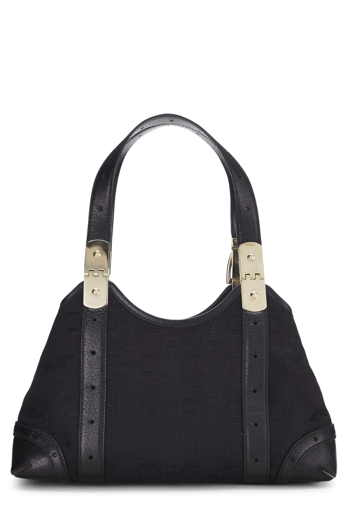 Gucci, sac fourre-tout en toile noire d'occasion, petit modèle, noir