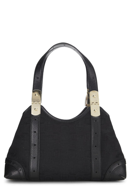 Gucci, sac fourre-tout en toile noire d'occasion, petit modèle, noir