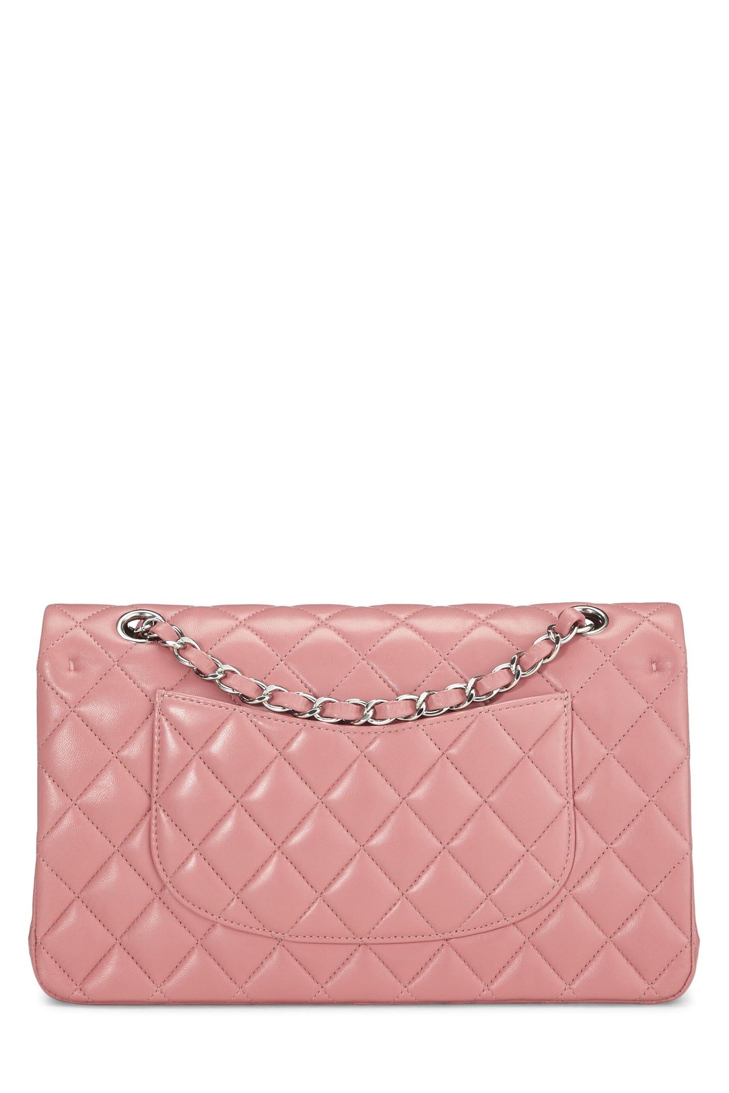 Chanel, Pre-Loved Pink Quilted Lambskin Classic Double Flap Medium, Pink