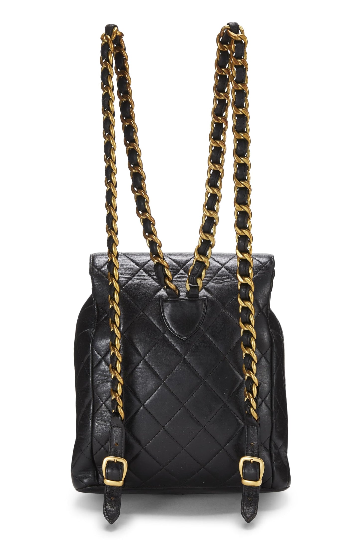 Chanel, Mochila clásica mediana 'CC' de piel de cordero acolchada negra Pre-Loved, Negro