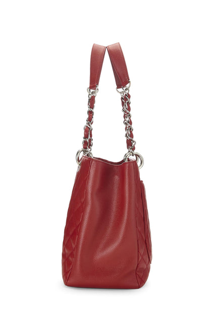 Chanel, Pre-Loved Red Caviar Grand Shopping Tote (GST), Red