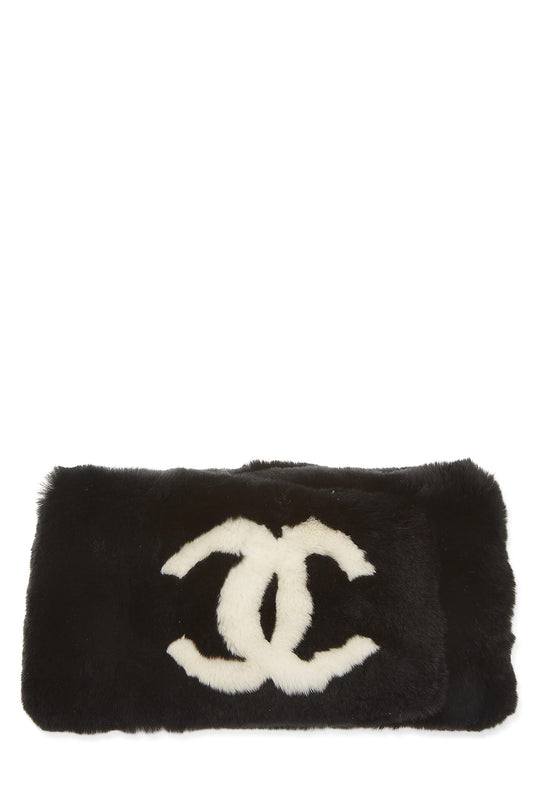 Chanel, Pre-Loved Black Fur 'CC' Muffler, Black