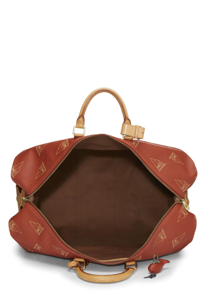 Louis Vuitton, Pre-Loved Red Coated Canvas America's Cup Sac Cabourg, Red