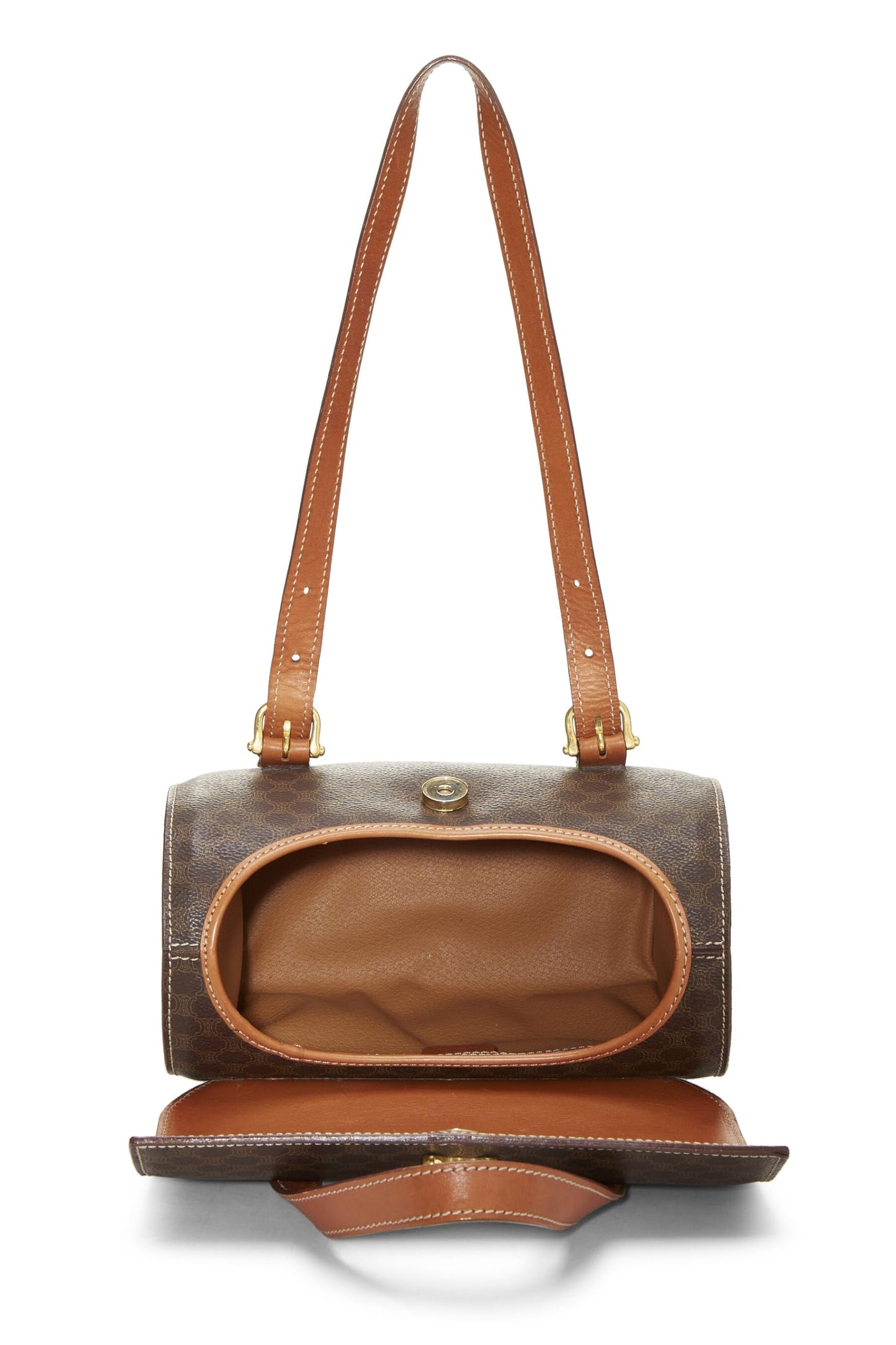 Céline, Pre-Loved Brown Coated Canvas Macadam Handbag, Brown