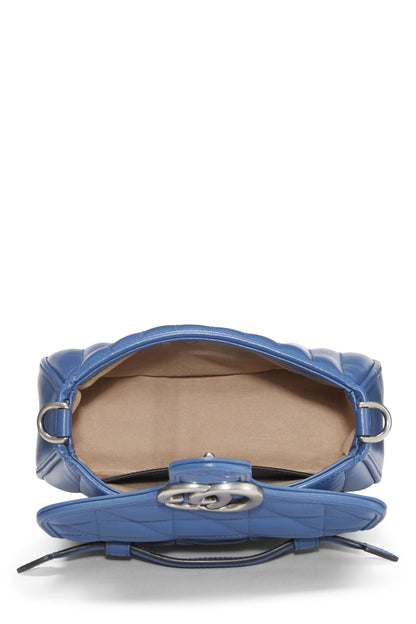 Gucci, Mini sac à main en cuir bleu GG Marmont d'occasion, bleu