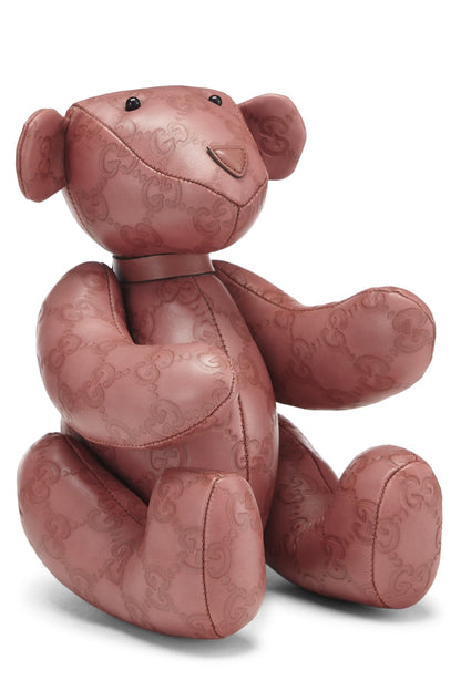 Gucci, Osito de peluche de cuero Guccissima rosa Pre-Loved, Rosa