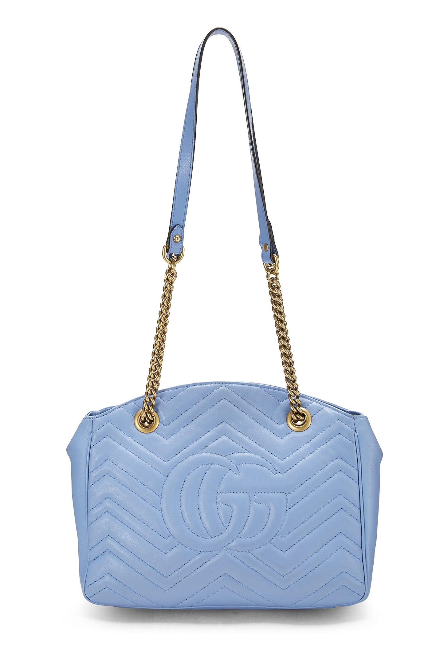 Gucci, sac fourre-tout GG Marmont en cuir bleu d'occasion, bleu