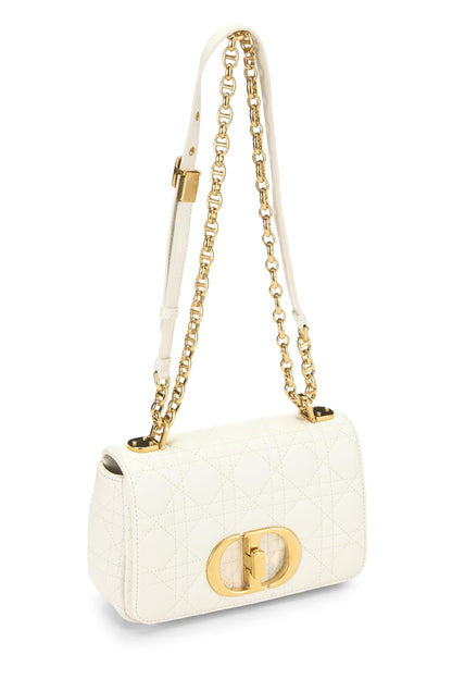 Dior, Pre-Loved White Cannage Calfskin Caro Bag Small, White