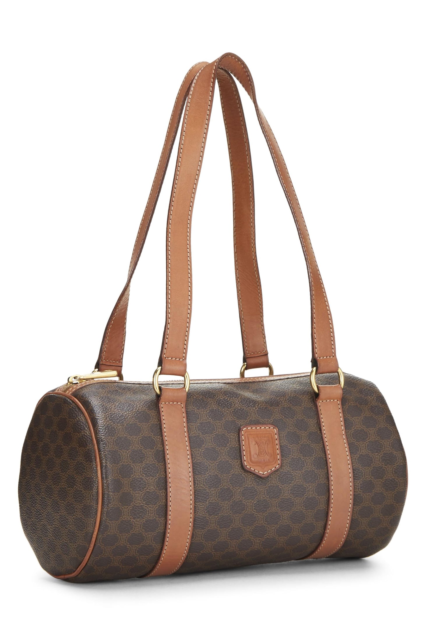 Céline, sac à bandoulière en toile enduite marron Macadam d'occasion, marron