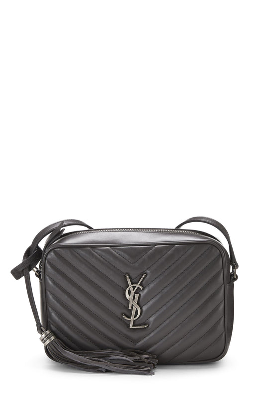 Saint Laurent, sac à main Lou en cuir de veau matelassé gris d'occasion, gris