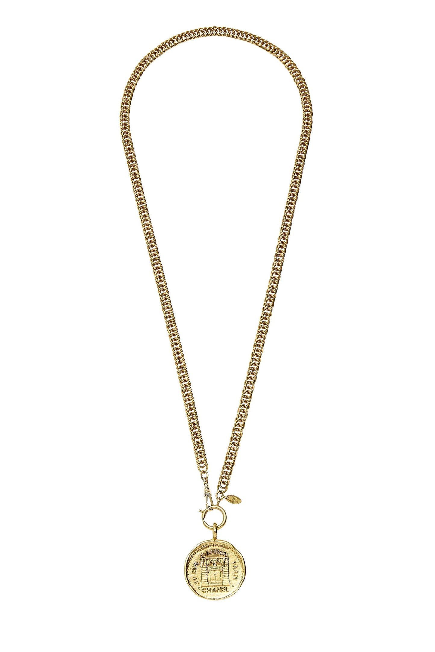 Chanel, Collier long médaillon en or d'occasion, or