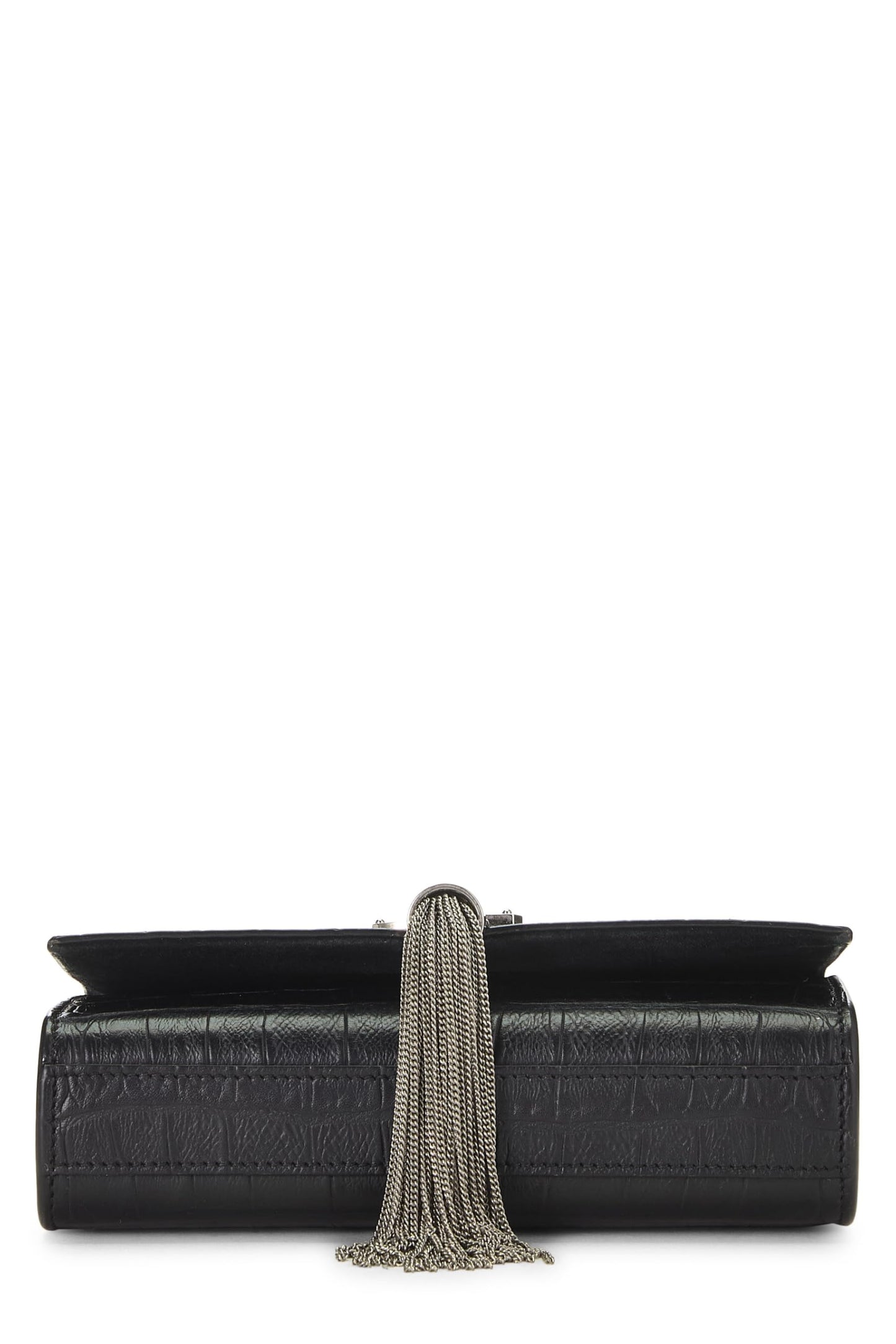 Saint Laurent, Pre-Loved Black Embossed Kate Tassel Mini, Black