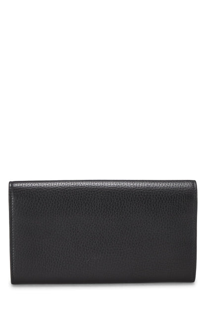 Gucci, portefeuille long en cuir GG Marmont noir d'occasion, noir