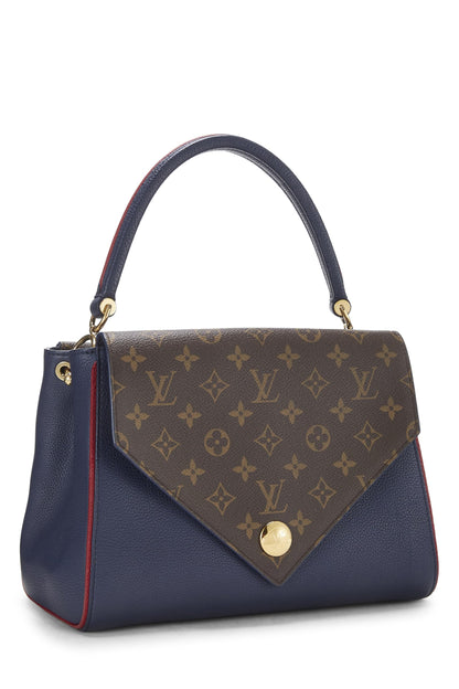 Louis Vuitton, sac Double V en cuir monogrammé bleu marine d'occasion, bleu marine