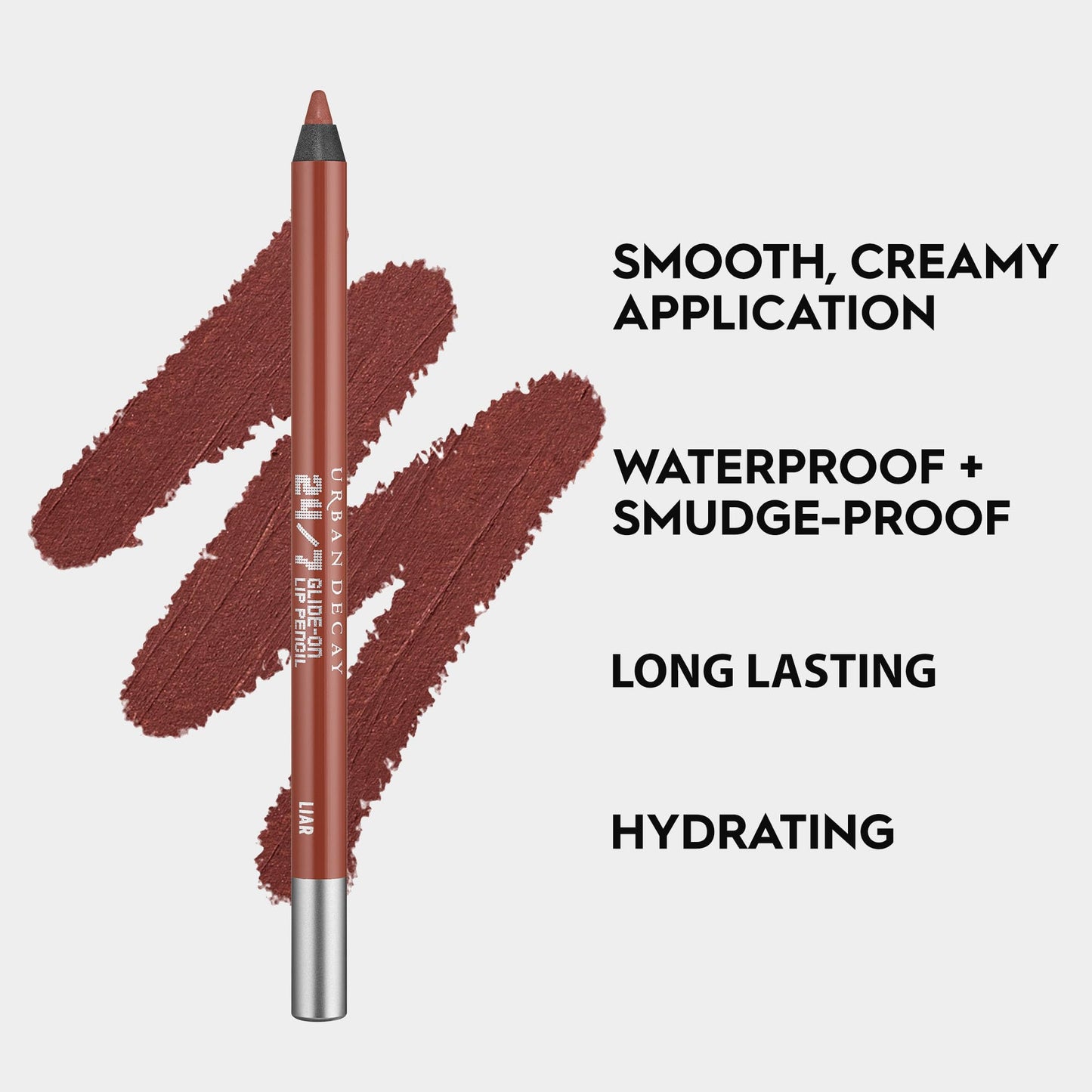 URBAN DECAY 24/7 Glide-On Waterproof Lip Pencil (Liar - Mauve Nude), Smudge-Proof, Longwearing Lip Liner, Smooth & Creamy Colors, Moisturizing Formula with Vitamin E - 0.04 oz