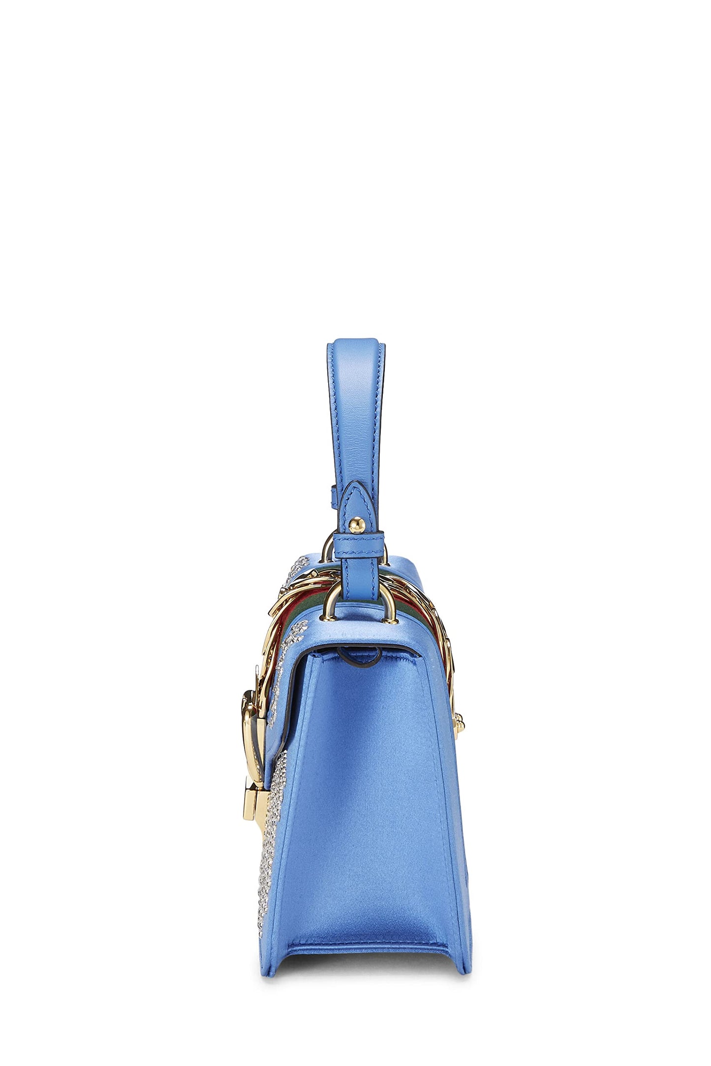 Gucci, sac à main Sylvie Mini en satin bleu d'occasion, bleu