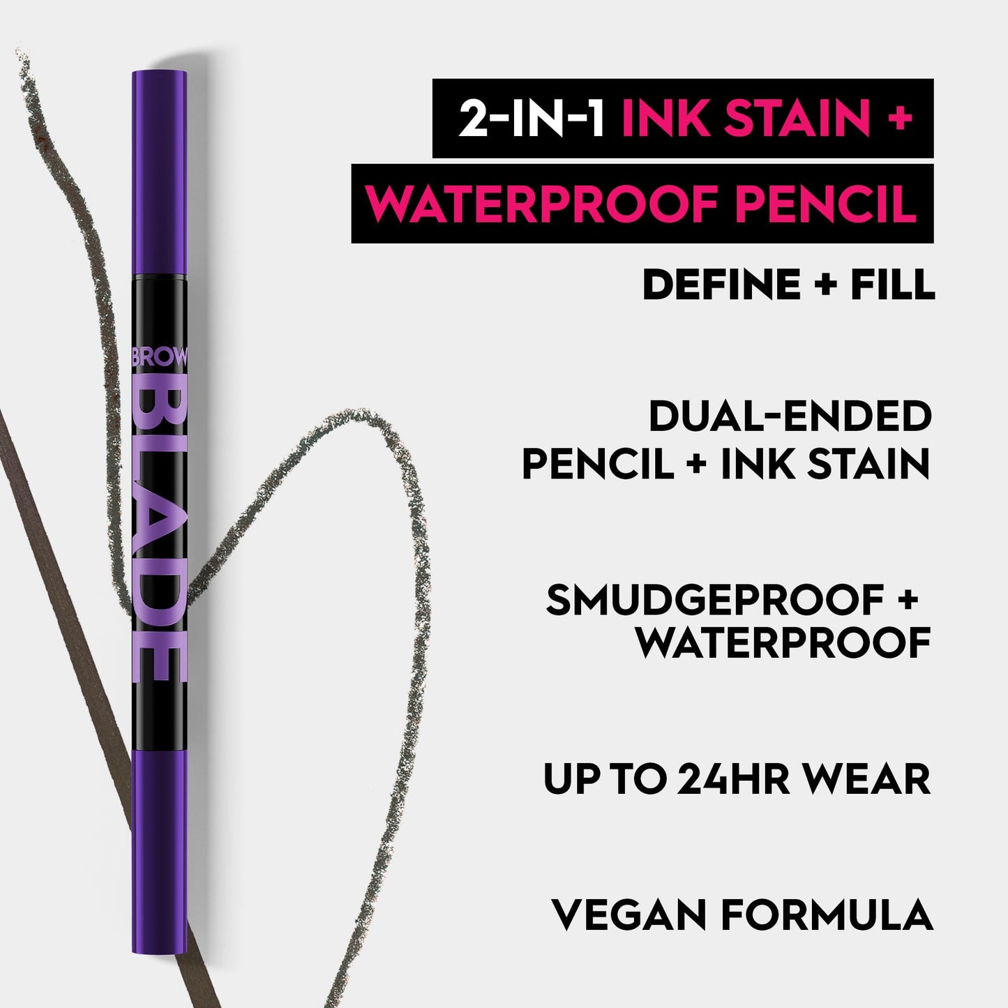 Urban Decay Soft Black Eyebrow Pencil & Tinted Volumizing Brow Gel Bundle - Brow Blade 2-in-1 Microblading Eyebrow Pen + Waterproof Pencil (Blackout), Big Bush Waterproof 24HR Hold Brow Gel (Blackout)