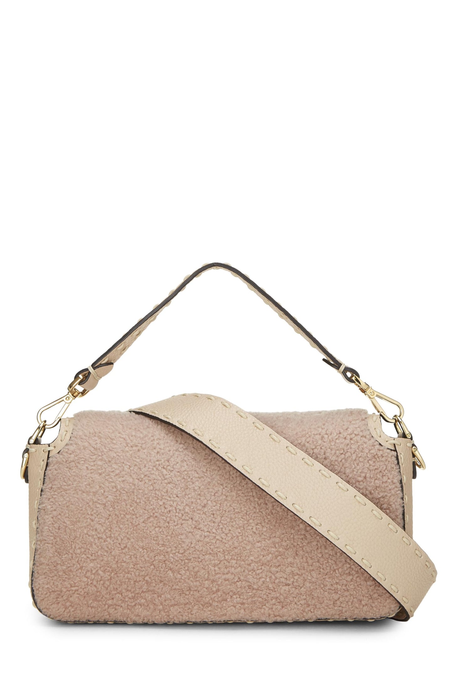 Fendi, sac à bandoulière Baguette en peau de mouton rose d'occasion, rose