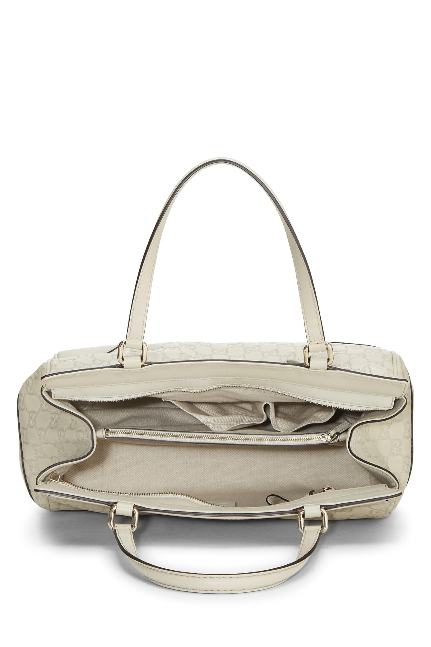 Gucci, sac fourre-tout double Mayfair Guccissima blanc d'occasion, blanc