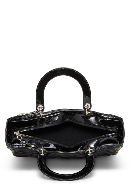 Dior, Lady Dior Large en cuir verni noir Cannage d'occasion, noir