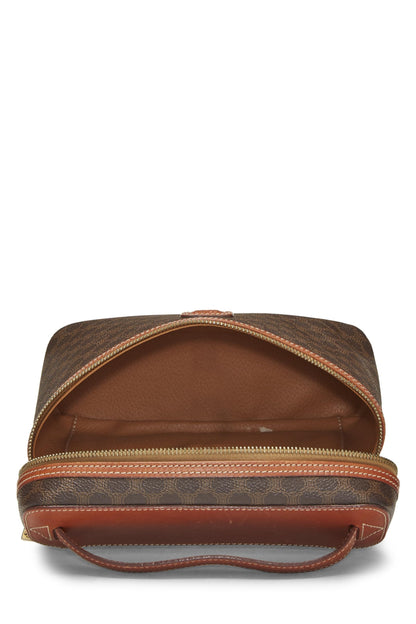 Céline, Pre-Loved Brown Coated Canvas Macadam Toiletry Bag, Brown