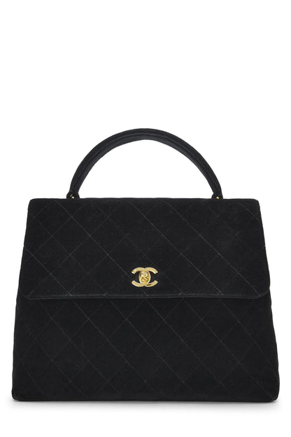 Chanel, Pre-Loved Black Quilted Velvet Kelly, Black