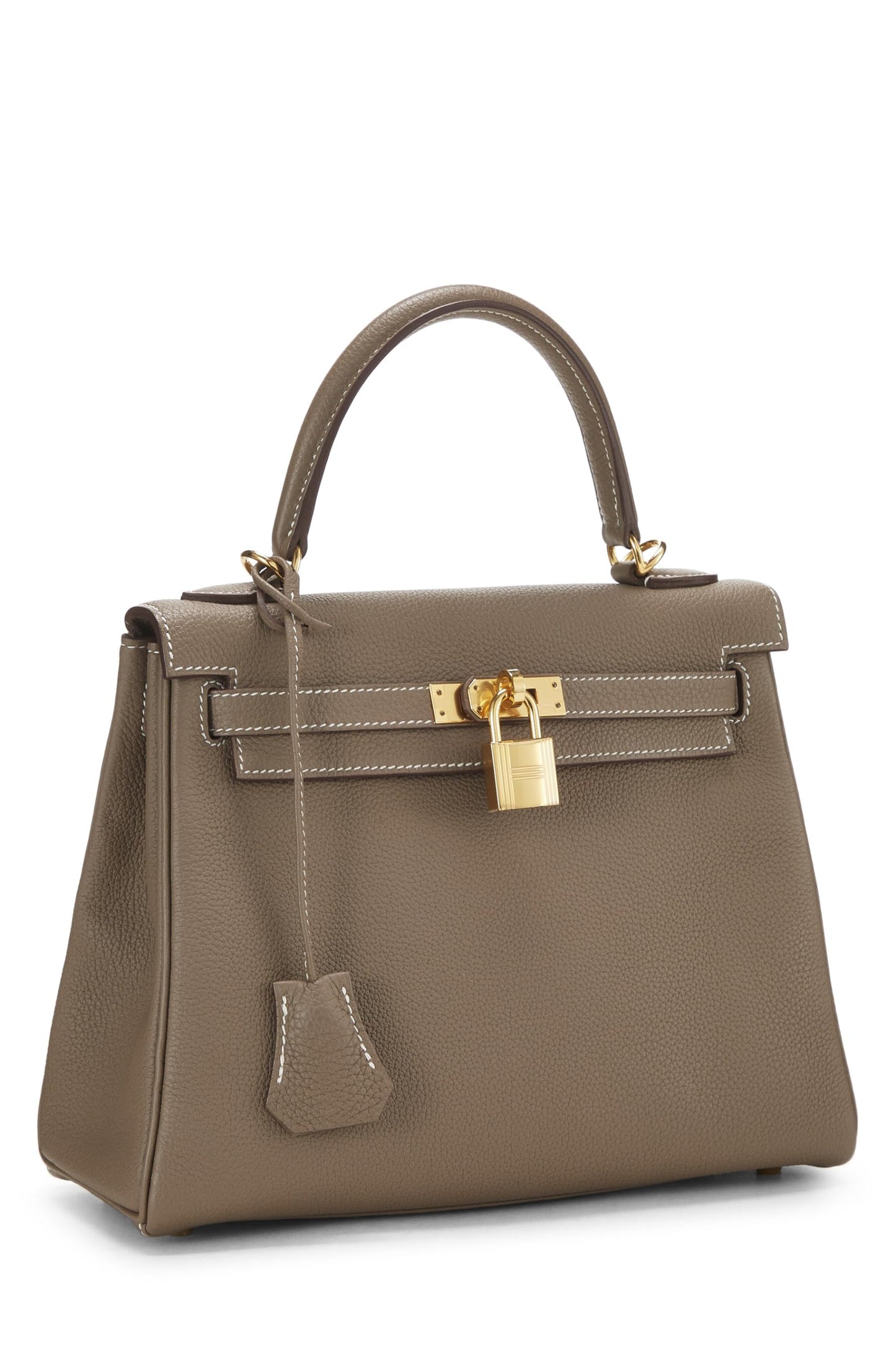 Hermès, Pre-Loved Etoupe Evergrain Kelly Retourne 25, Etoupe