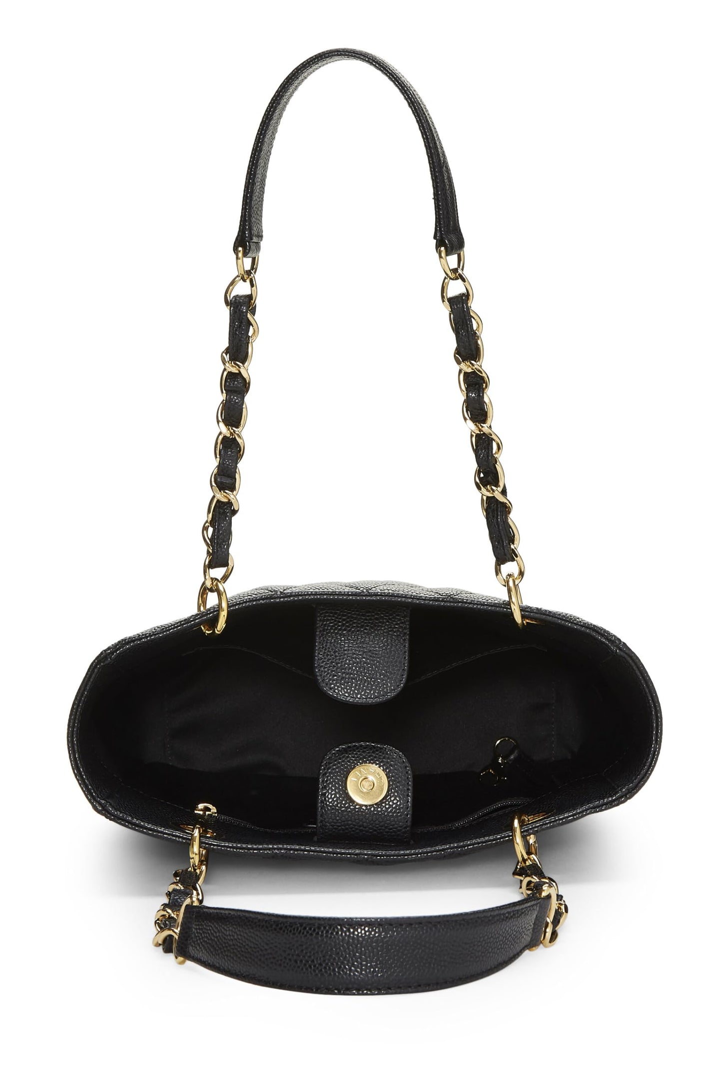 Chanel, Bolso shopping Petite de caviar acolchado negro Pre-Loved (PST), Negro