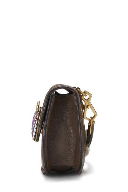 Gucci, sac à bandoulière Web Linea Totem en cuir marron d'occasion, petit modèle, marron