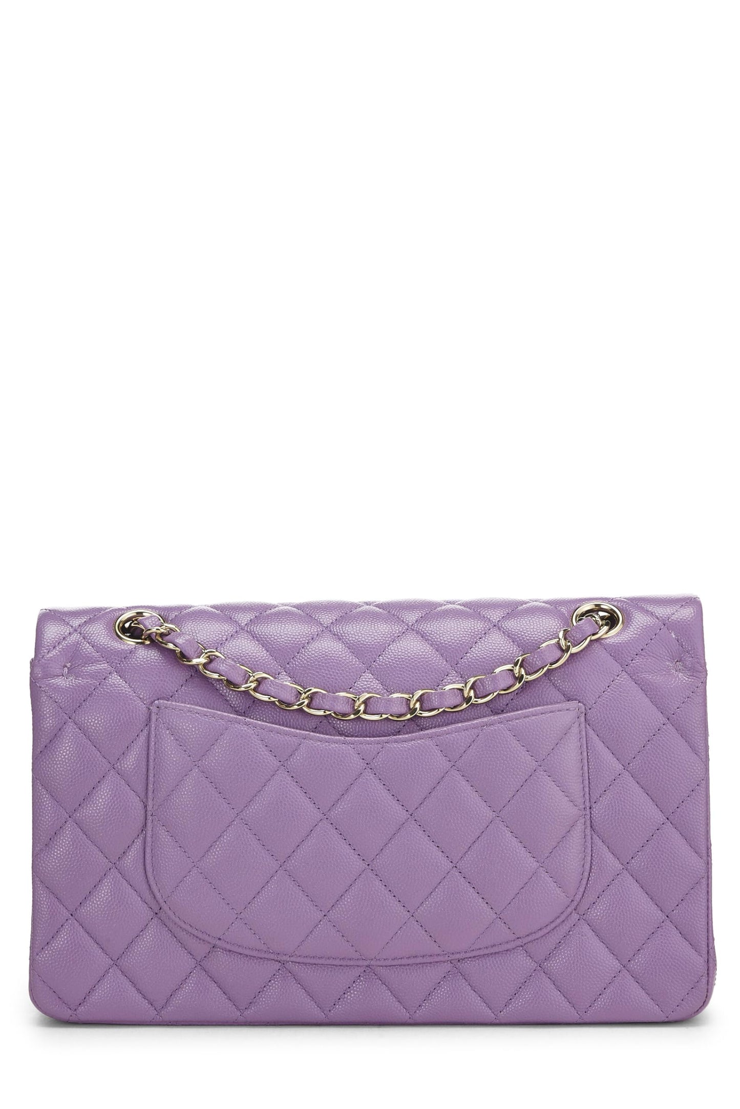 Chanel, Pre-Loved Purple Caviar Classic doble solapa mediana, Púrpura