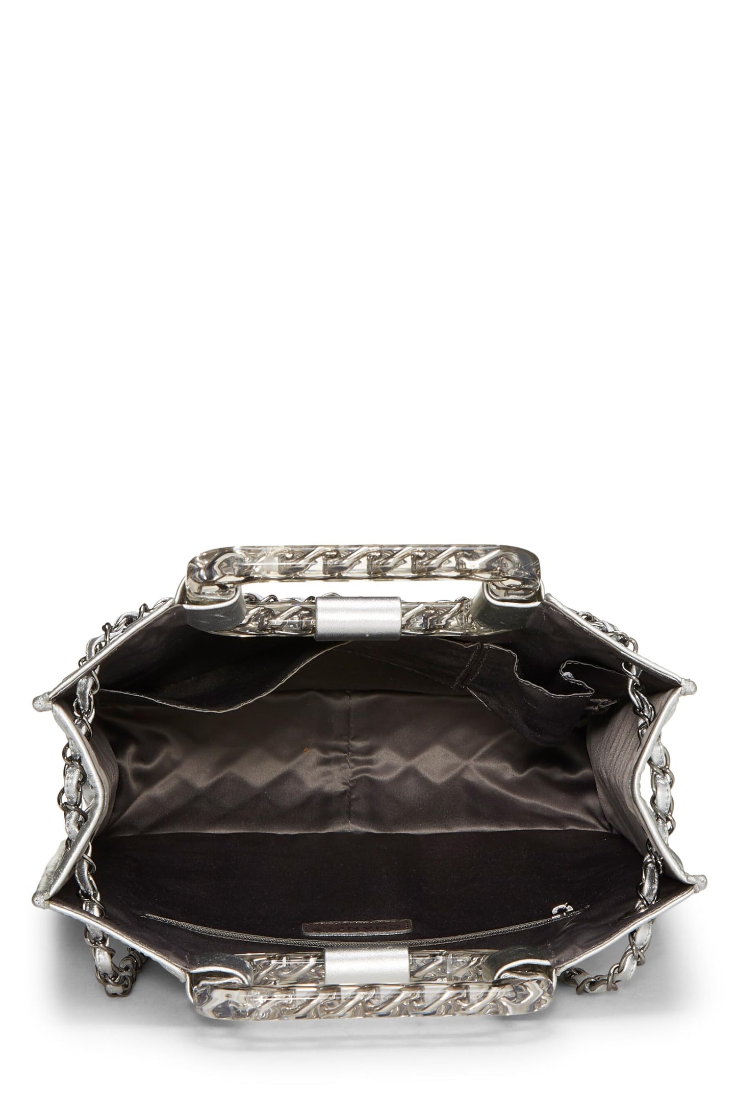 Chanel, sac cabas Ice Cube en cuir matelassé métallisé argenté d'occasion, argent