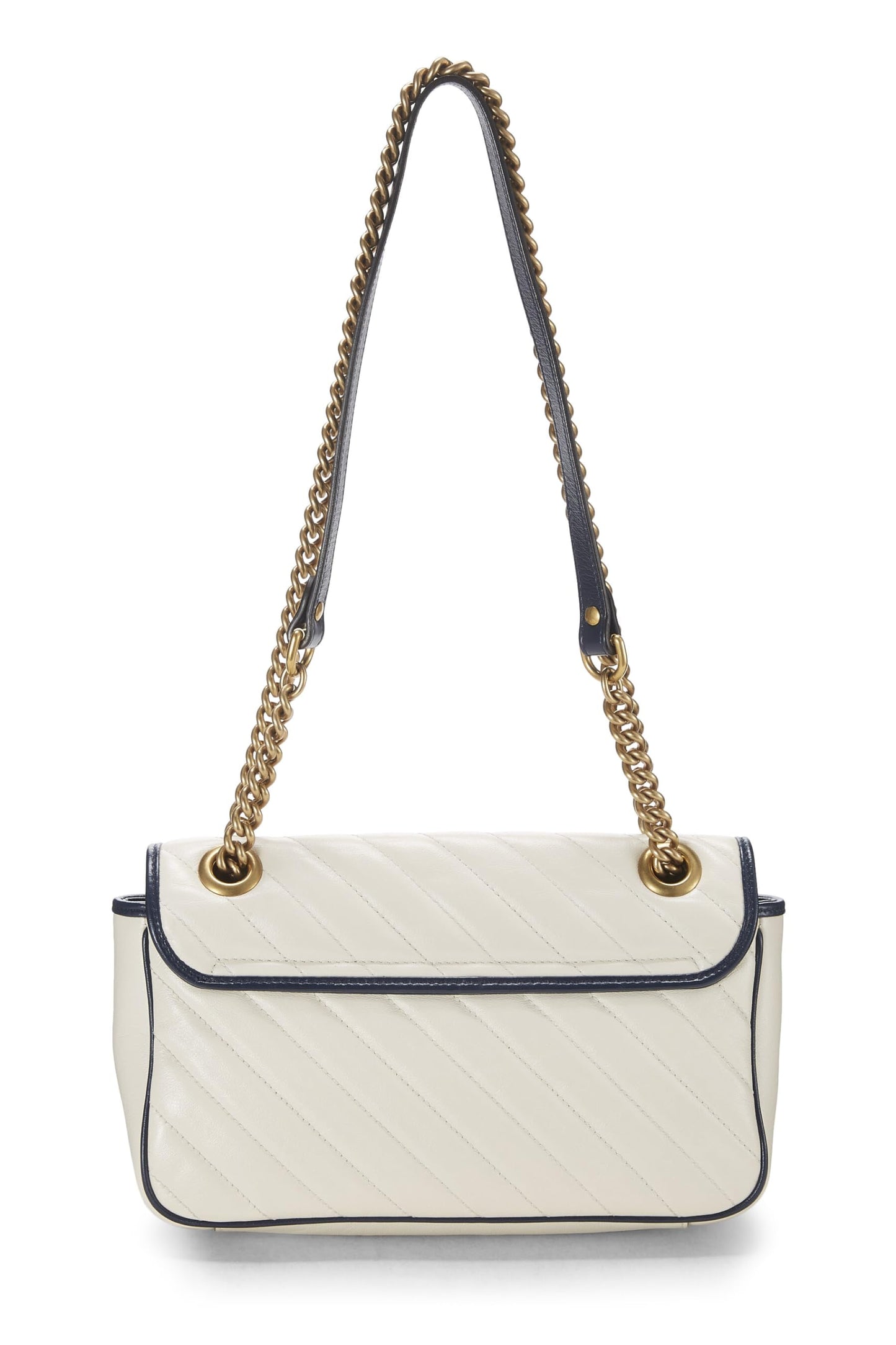 Gucci, Pre-Loved White Leather Torchon GG Marmont Shoulder Bag Small, White