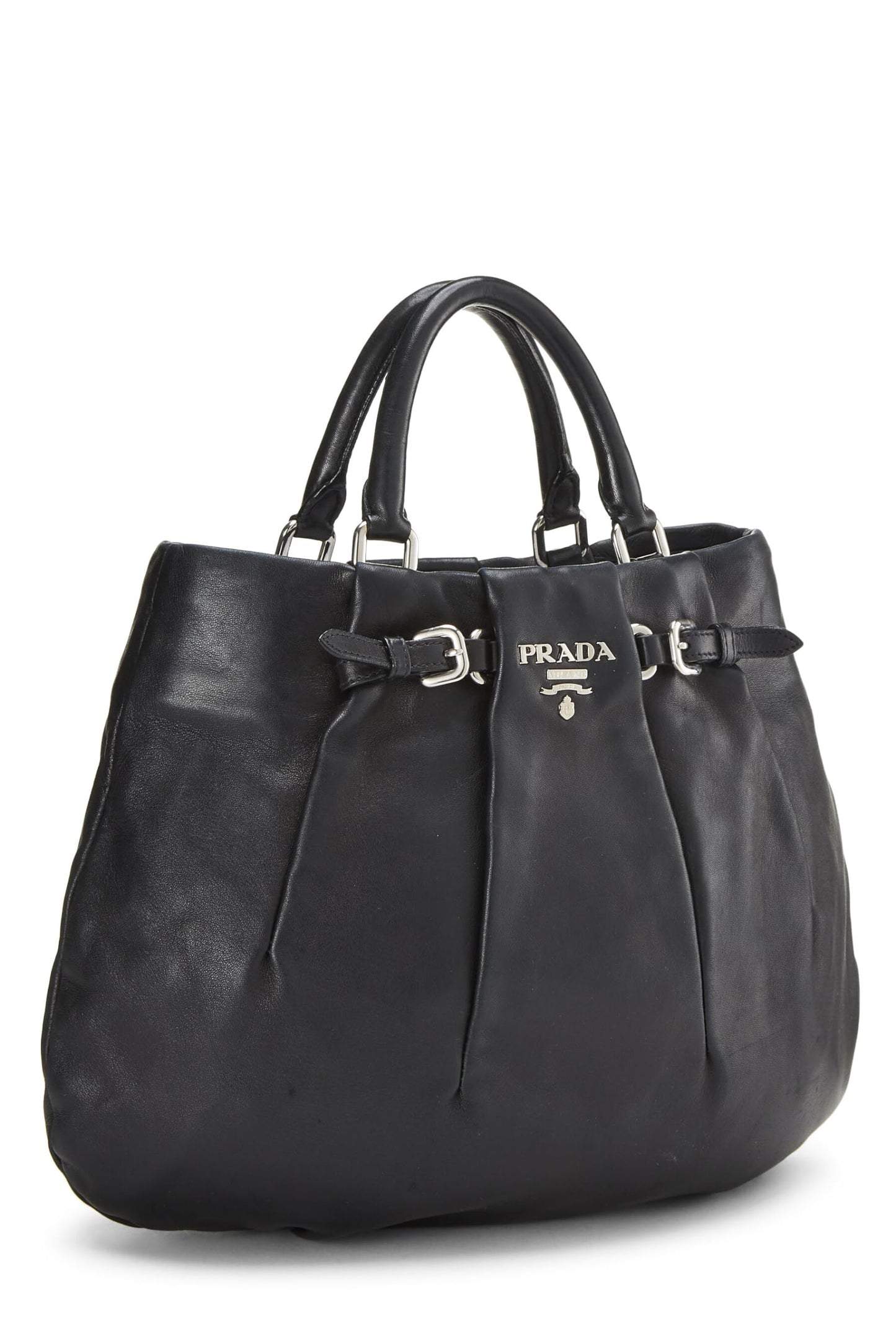 Prada, Bolso convertible de piel de becerro negra Pre-Loved, Negro