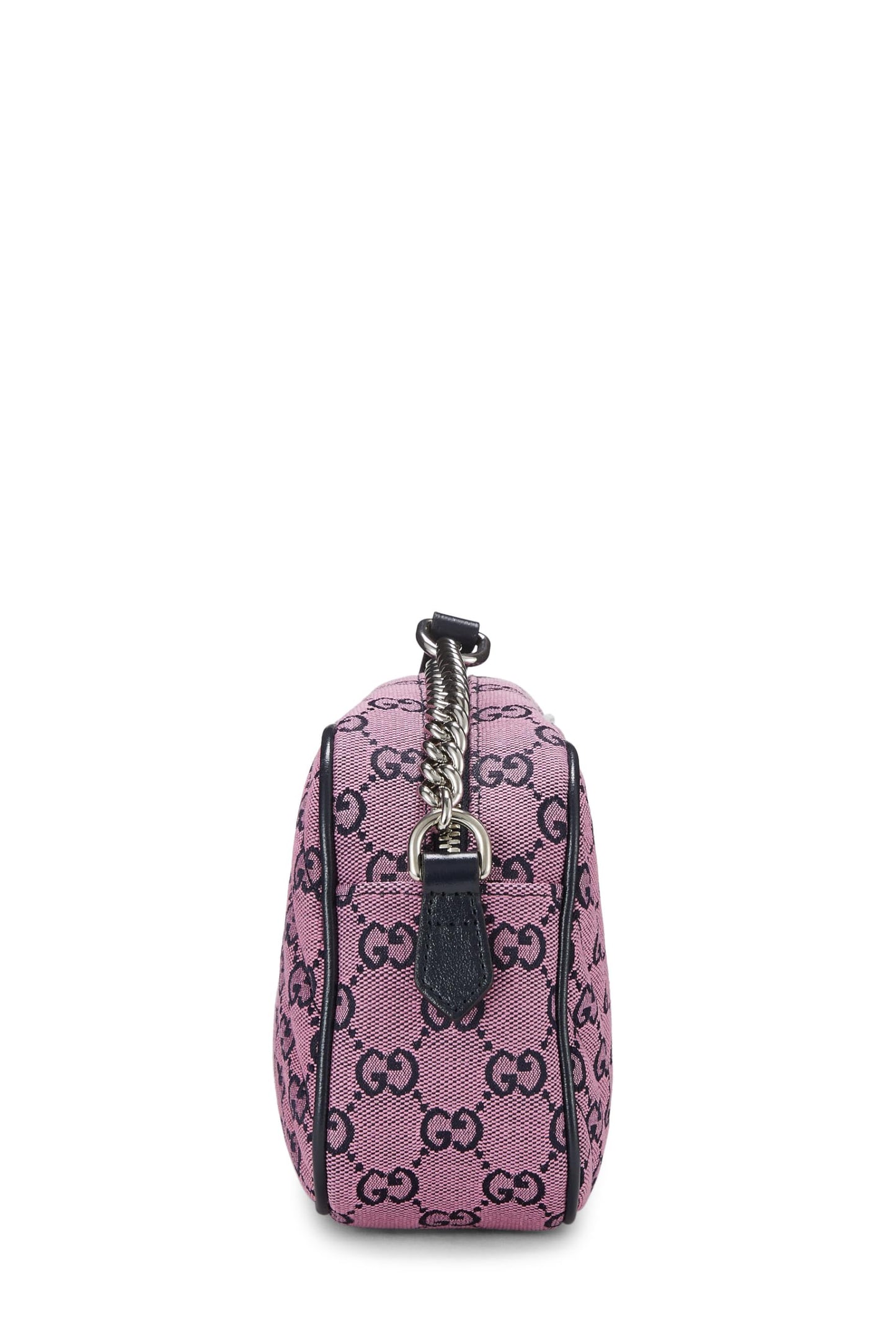 Gucci, sac à bandoulière Marmont en toile GG rose d'occasion, petit modèle, rose