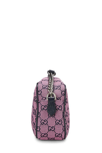 Gucci, sac à bandoulière Marmont en toile GG rose d'occasion, petit modèle, rose