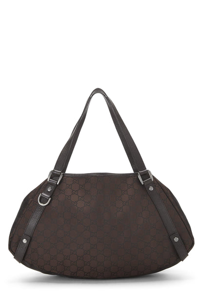 Gucci, sac fourre-tout Abbey en nylon marron GG d'occasion, grand modèle, marron