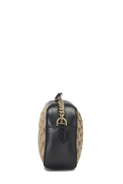 Bolso bandolera Gucci Marmont de lona GG original usado, pequeño, negro