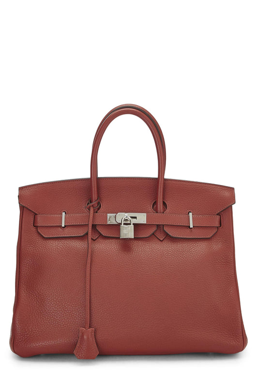 Hermès, Pre-Loved Rouge Venitienne Clemence Birkin 35, Rouge Venitienne