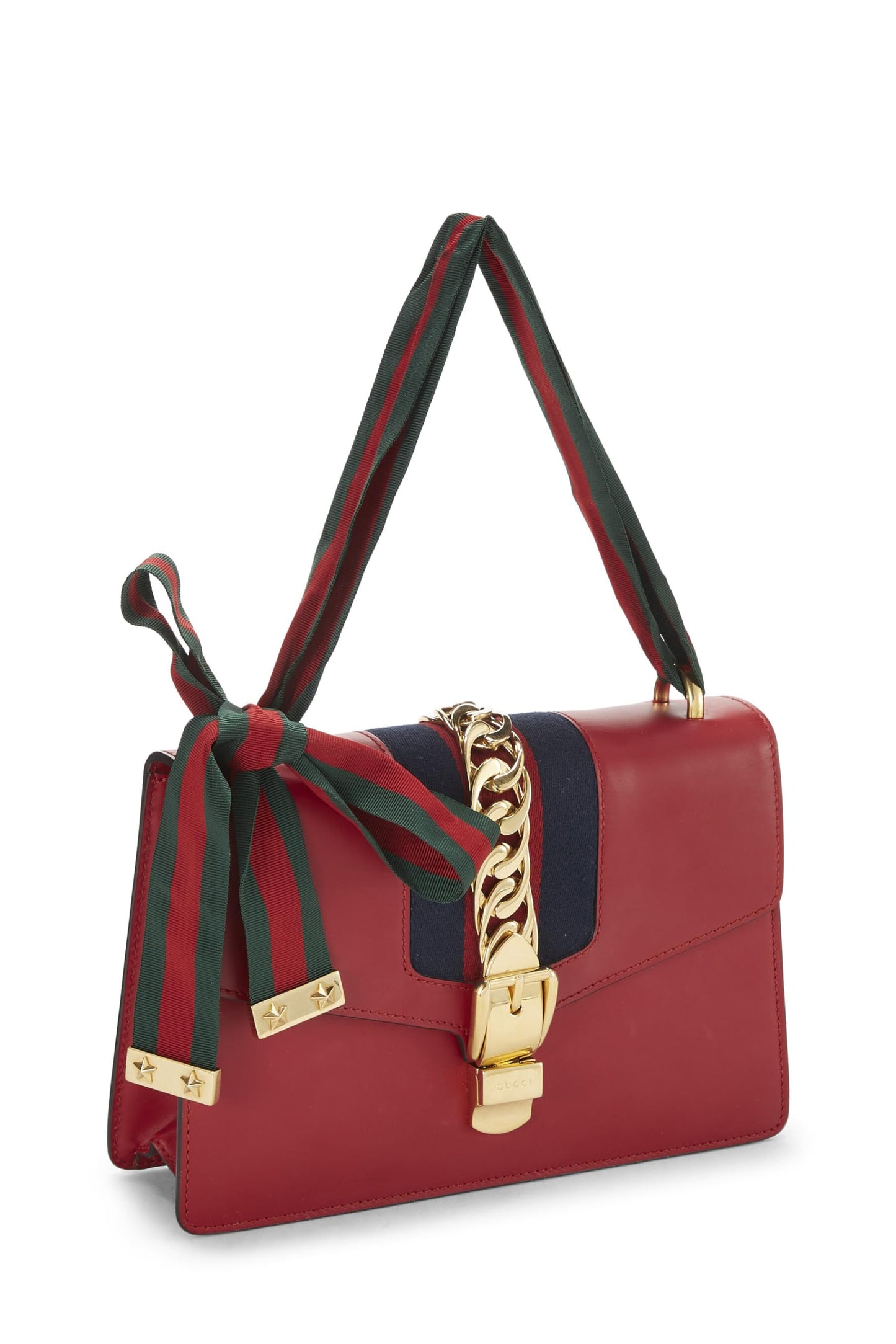 Gucci, Pre-Loved Red Leather Sylvie Shoulder Bag, Red