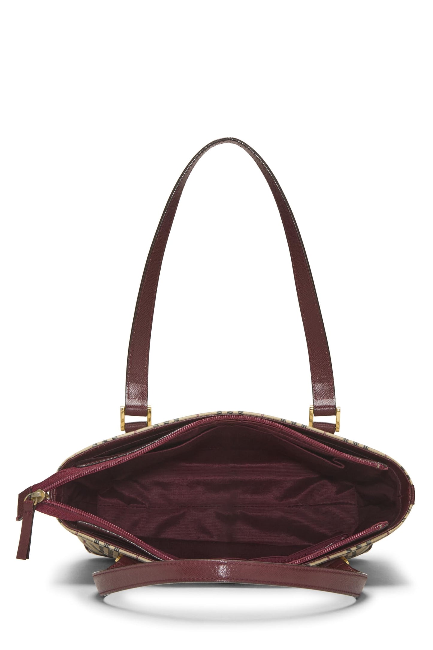 Burberry, petit sac fourre-tout zippé à carreaux bordeaux d'occasion, rouge