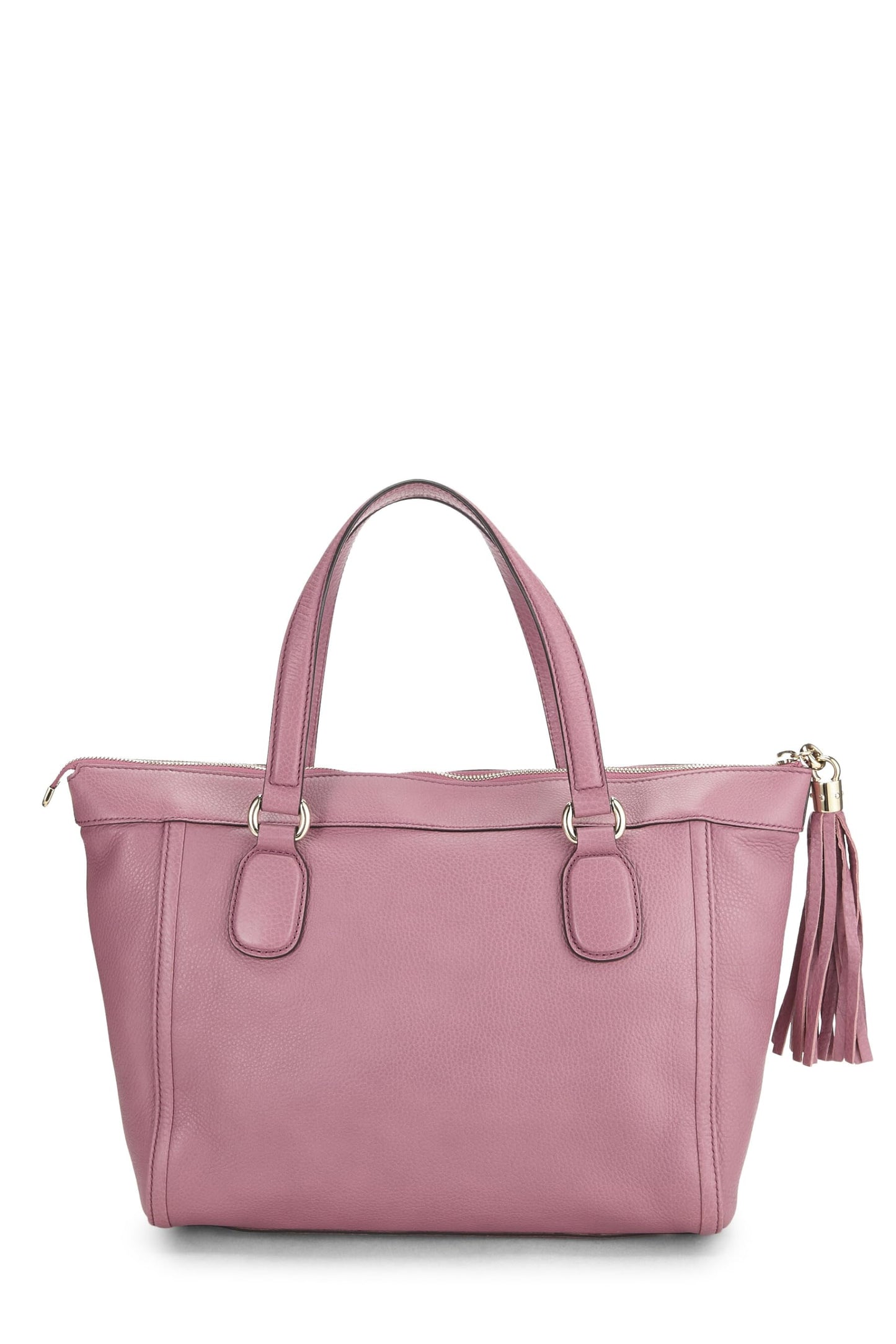 Gucci, Pre-Loved Pink Grained Leather Soho Zip Tote, Pink