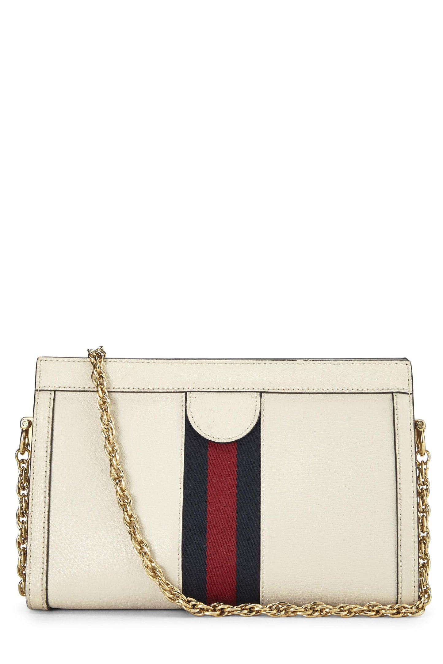 Gucci, Bolso de hombro Ophidia pequeño de piel color crema Pre-Loved, Blanco