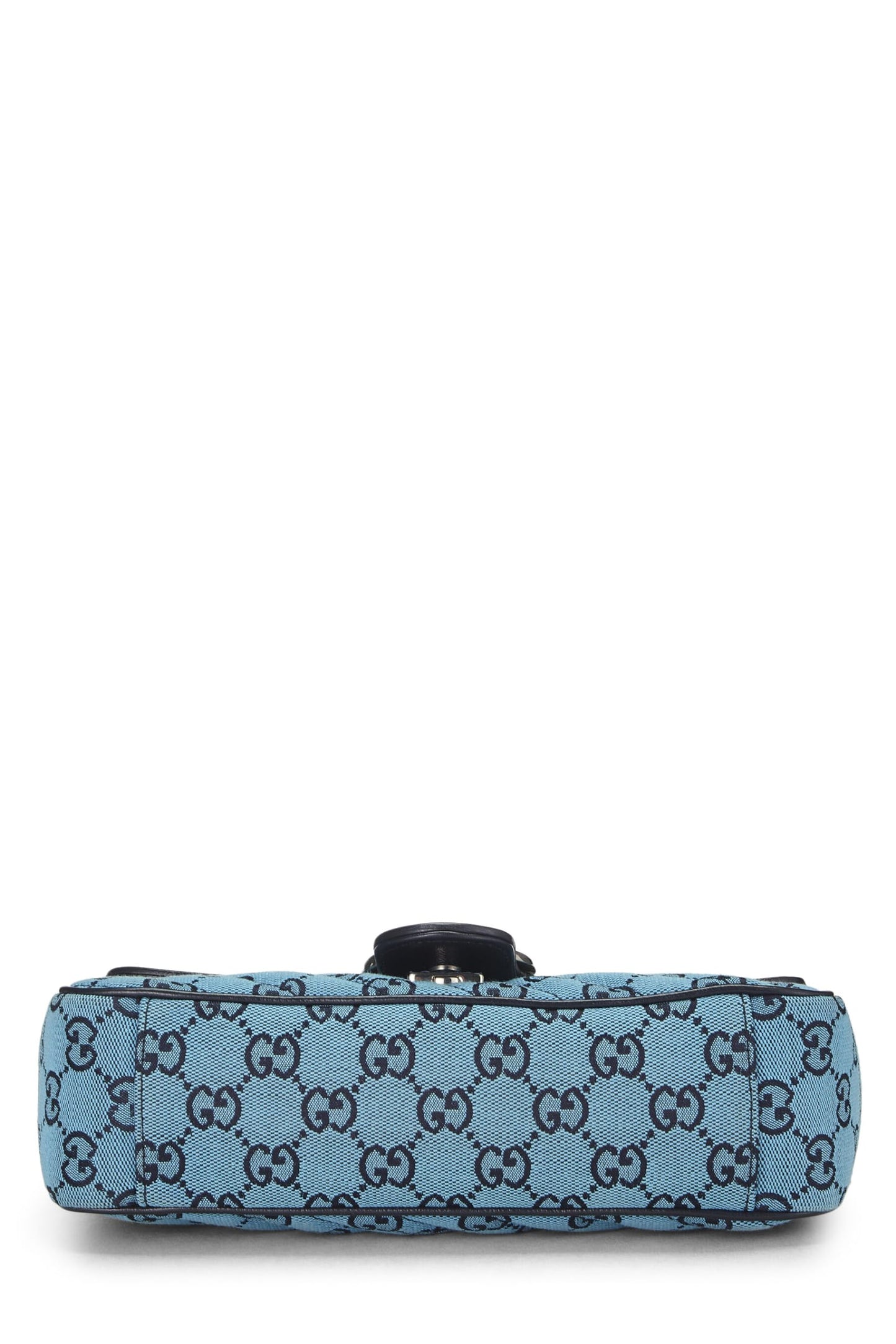 Gucci, sac à bandoulière Marmont en toile GG bleue d'occasion, petit modèle, bleu