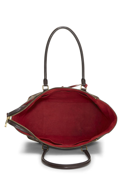 Louis Vuitton, sac cabas Caissa MM Damier Ebene rouge d'occasion, rouge