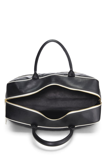 Chanel, Grand sac bowling en cuir de veau matelassé noir d'occasion, noir