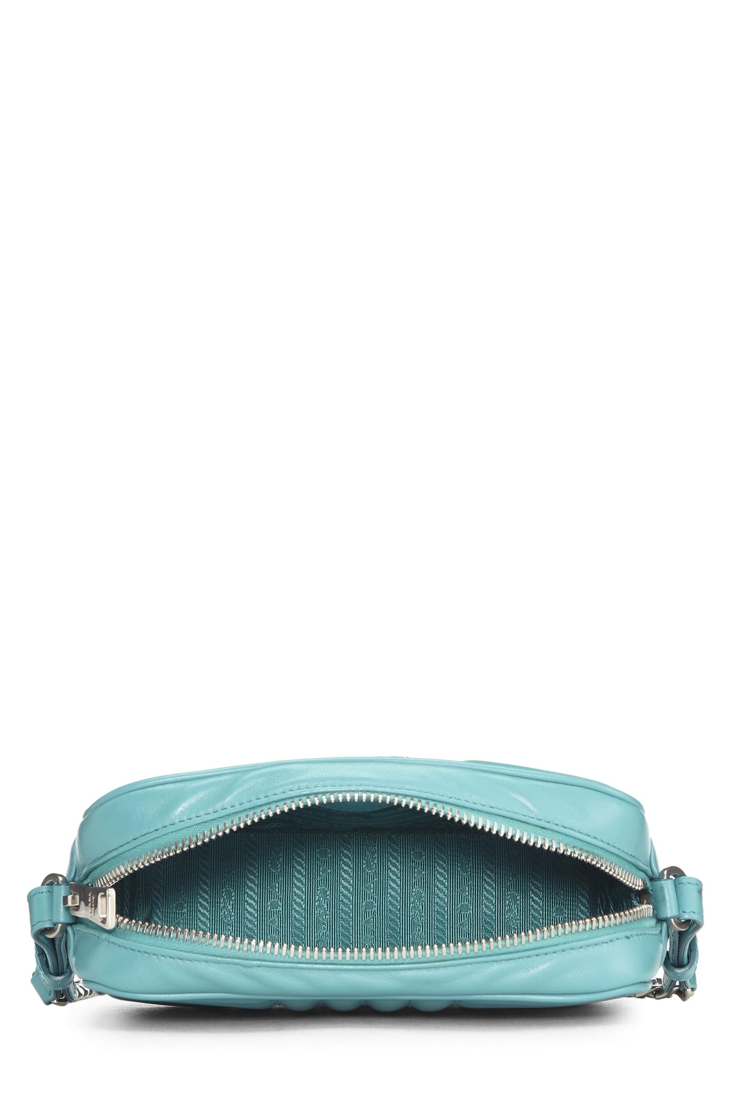 Prada, Pre-Loved Turquoise Calfskin Diagramme Camera Bag Small, Blue